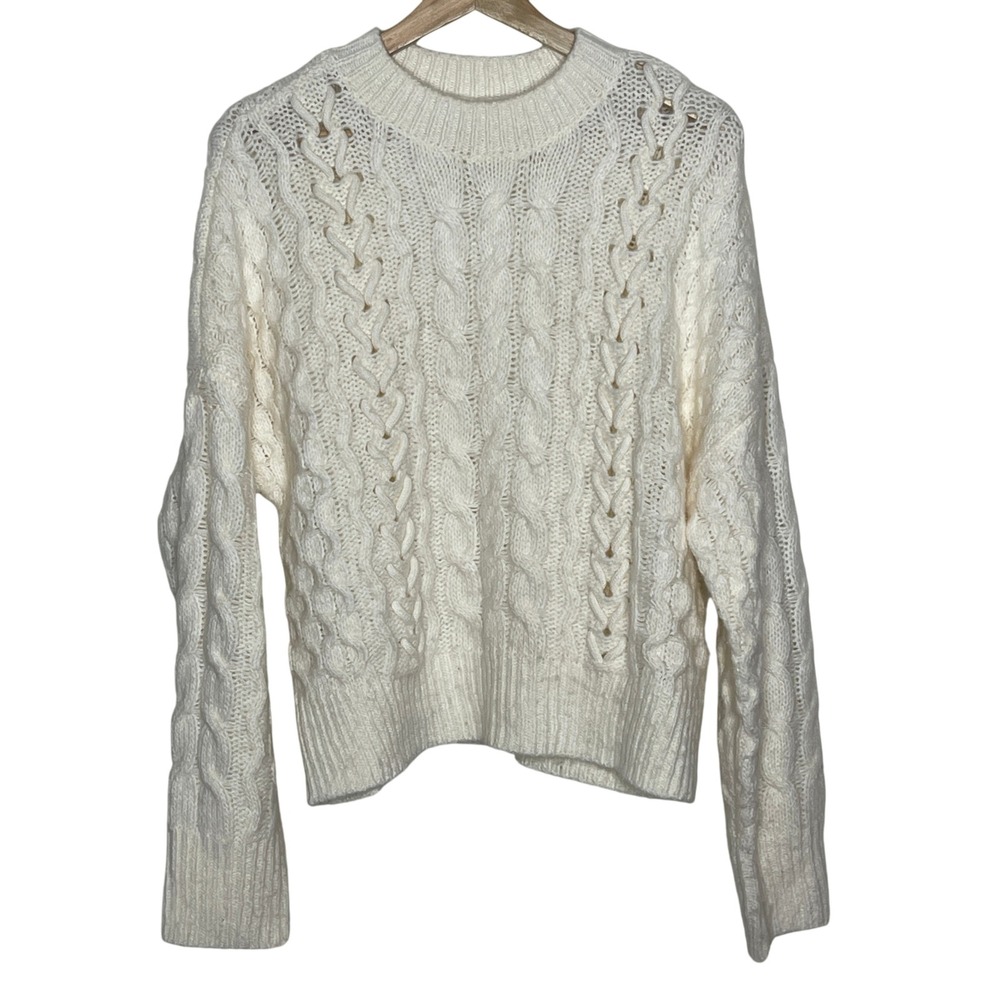 Abercrombie & Fitch‎ Women's  Beige Cream Cable Knit Pullover Sweater M Medium